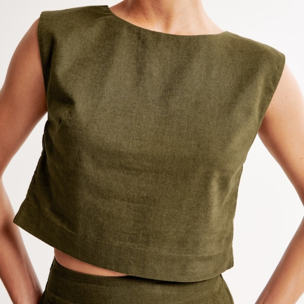 Abercrombie & Fitch Olive Green Sleeveless Crop Top
